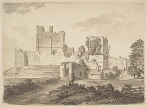 Ansicht von Prudhoe Castle, in der Gemeinde Ovingham (indische Tinte) von Samuel Hieronymous Grimm