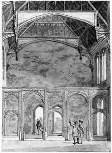 Südwestliches Ende der Großen Halle in Eltham, 1779 von Samuel Hieronymous Grimm