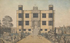 Barlborough Hall, nahe Chesterfield, Derbyshire: die Hauptfront der Halle von Samuel Hieronymus Grimm