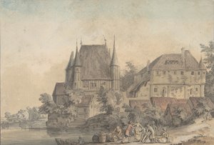 Ansicht eines Dorfes an einem Fluss