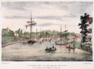 Stourport-on-Severn, Worcestershire, von unterhalb der Brücke von Samuel Ireland