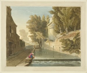 Gebäude auf dem Deanery of Westbury, zeigt den Fluss Trym
