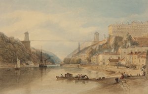 Der vorgeschlagene Hängebrücke von der Rownham Fähre, ca. 1836 von Samuel Jackson
