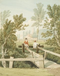 Zwei Jungen auf einem Stil bei Brislington Brook, ca. 1824