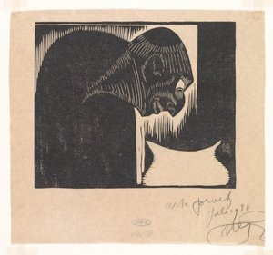 Gebeugter Mann mit Schale von Samuel Jessurun de Mesquita (signed by artist)