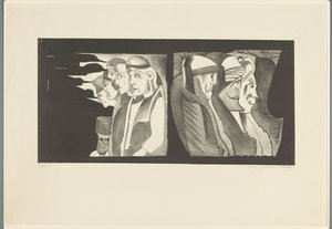 Zwei Gruppen von Figuren mit den Rücken zueinander von Samuel Jessurun de Mesquita (signed by artist)