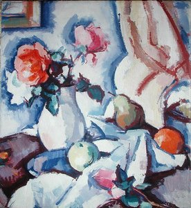Rosen in einer weißen Vase von Samuel John Peploe