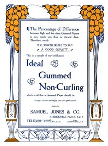 Samuel Jones & Co. - Ideal Gummierte, nicht wellende Werbung, 1919