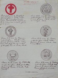 Entwürfe für Lamens (Kragenjuwelen) für die verschiedenen Offiziere eines Tempels der Goldenen Morgenröte, 1888