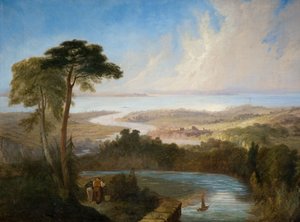 Panoramablick auf das Severn-Ästuar, frühes bis mittleres 19. Jahrhundert von Samuel Lines