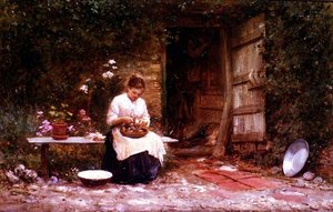 Kartoffeln schälen von Samuel Luke Fildes