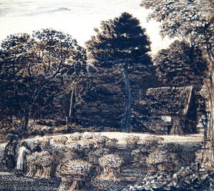 Ein Kornfeld, Shoreham, in der Dämmerung, ca. 1830 von Samuel Palmer