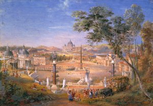 Ein Blick auf das moderne Rom während des Karnevals, 1838 von Samuel Palmer