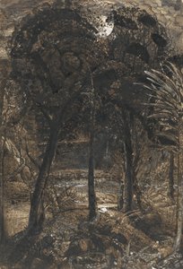 Mondlichtszene mit einem gewundenen Fluss von Samuel Palmer