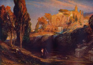 Emily und Valancourt im Chateau Le Blanc: Lady Foix hört von Dr. Foix, Mysteries of Udulpho von Samuel Palmer