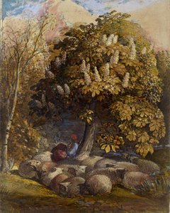 Pastorale mit einem Rosskastanienbaum, ca. 1830-31 von Samuel Palmer
