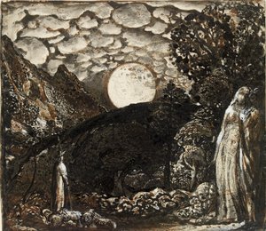 Hirten unter einem Vollmond