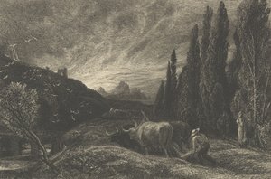 Der frühe Pflüger oder Der Morgen breitet sich über die Berge aus, vor 1861 von Samuel Palmer