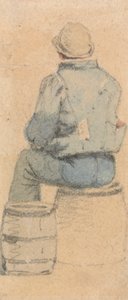 Ein sitzender Bauernjunge von hinten gesehen von Samuel Prout