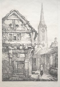 Eine Reihe alter Gebäude und ländlicher Hütten im Norden Englands: In York, Straße neben der Klostermauer von Samuel Prout