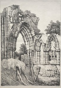 Eine Reihe alter Gebäude und ländlicher Hütten im Norden Englands: In York, Ruinen von Samuel Prout