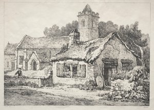Eine Serie antiker Gebäude und ländlicher Hütten im Norden Englands: Ayton, 1821 von Samuel Prout