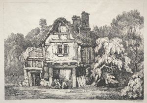 Eine Reihe alter Gebäude und ländlicher Hütten im Norden Englands: In der Nähe von Ashbourn von Samuel Prout