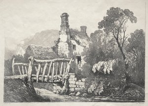 Eine Reihe alter Gebäude und ländlicher Hütten im Norden Englands: In der Nähe von Byland von Samuel Prout