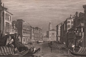 Gondeln auf dem Canal Grande, Venedig, Venetien, Italien, Stahlstich nach einer Zeichnung von Samuel Prout von Samuel Prout