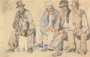 Gruppe von vier sitzenden Männern