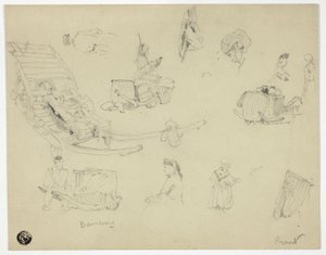 Skizzen von Figuren, Schlitten in Bambarg von Samuel Prout