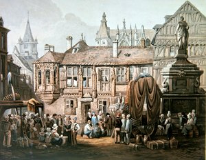 Das Hotel de Bourgtheroulde, Place de la Pucelle, Rouen, um 1825 von Samuel Prout