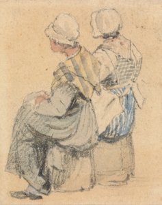Zwei sitzende Bauernmädchen von Samuel Prout
