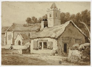Dorfkirche und Straße von Samuel Prout