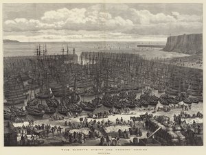 Wick Harbour während des Heringsfangs von Samuel Read