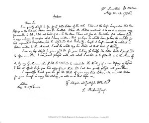 Ein Brief von Samuel Richardson an Dr. Smollett, 1756, 1840 von Samuel Richardson