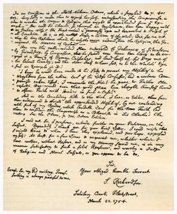 Brief von Samuel Richardson, 22. März 1754 von Samuel Richardson