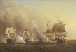Aktion vor dem Kap der Guten Hoffnung, 9. März 1757 von Samuel Scott