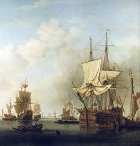 Dänisches Holztransportschiff in der Mündung der Themse nach Gravesend von Samuel Scott