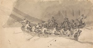 Zwei Boote mit Besatzungen, Studie für Die Royal William auf See von Samuel Scott