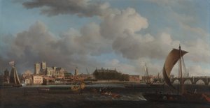 Westminster von Lambeth, mit der Zeremonialbarke der Ironmongers