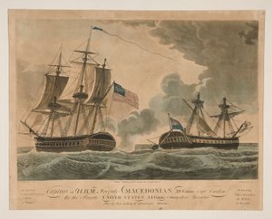 Eroberung der H. B. M. Fregatte Macedonian durch die Vereinigten Staaten von Samuel Seymour