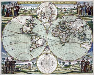 Eine neue Weltkarte, um 1702 von Samuel Thornton