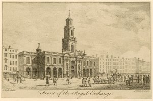 Vorderseite der Royal Exchange, London von Samuel Wale