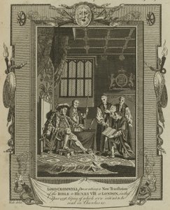 Lord Cromwell überreicht König Heinrich VIII. in London im Jahr 1538 eine neue Bibelübersetzung von Samuel Wale