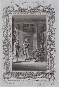 Pendergrass übergibt Wilhelm III. eine Liste der Verschwörer, die an der Attentatsverschwörung beteiligt sind von Samuel Wale