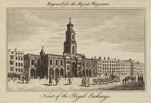 Die Vorderseite der Royal Exchange in der City of London von Samuel Wale