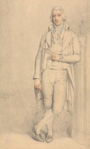 Ein Herr, Ganzkörper, Hält ein Papier und einen Bleistift von Samuel de Wilde