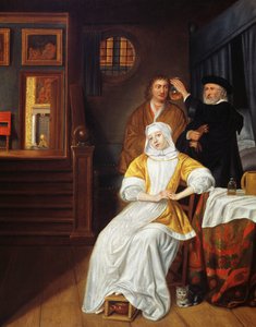 Ein Arzt besucht eine junge Dame in einem Schlafzimmer von Samuel van Hoogstraten