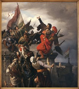 Das Opfer von Titusz Dugovics (? -1456). Ungarischer Nationalheld, der sich während der Belagerung von Belgrad durch das Osmanische Reich auszeichnete. Gemälde von Sandor Wagner (1838-1919)